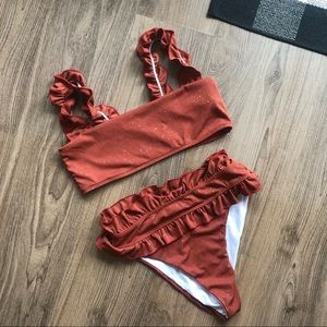 ✨metallic rust ruffle two piece✨